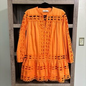 {Devotion Twins} Orange Ithaki Cutout Mini Dress, Size XS